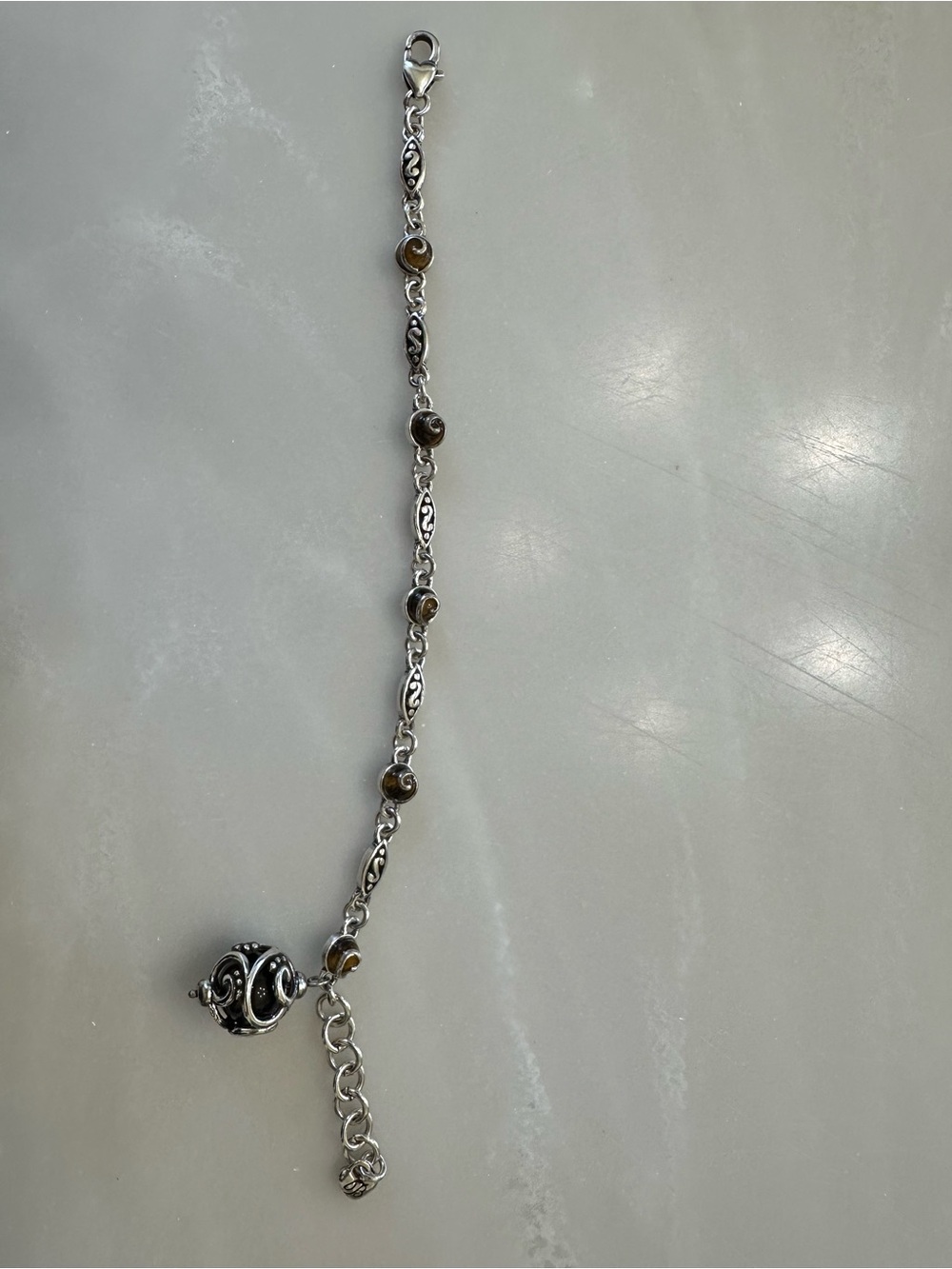 Brighton Silver, Brown Tiger's Eye Charm Bracelet - Picture 8 of 13